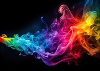 Fototapeta premium Abstract Swirling Colorful Smoke in Vibrant Hues with Copy Space for Creative Designs