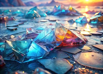 Capturing winter's delicate beauty, "Broken Ice on the Ground" showcases breathtaking portrait photography that highlights nature's fragility and elegance during the cold season.