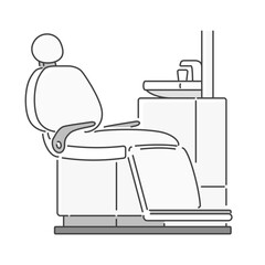 白・ホワイトの一般的な歯医者さんの診察台・チェア、歯科診療ユニット、機材フルセット