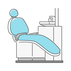 寒色、水色のモダンなデザインの歯医者さんの診察台・チェア、歯科診療ユニット