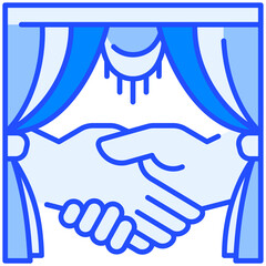 Wedding Handshake gesture Blue Icon