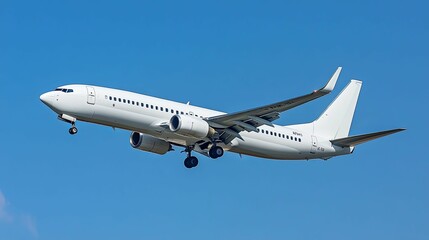 Obraz premium White Boeing 737-800 Airplane in Flight