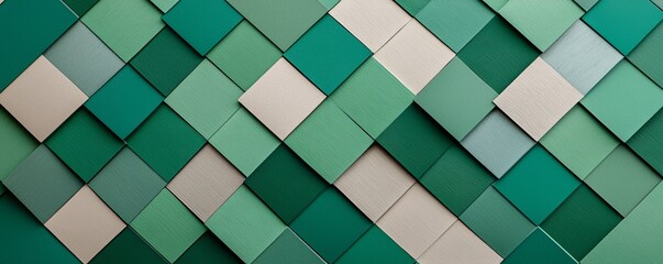 Luxurious Emerald and Silver Satin Weaving - Bold Geometric Shapes for Modern Home Decor and Eye-Catching Statement Pieces