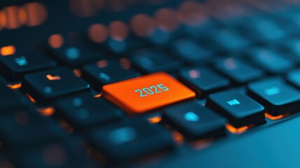 2025 New Year Keyboard Key Closeup   Future  Technology  Goal  Success   New Beginning
