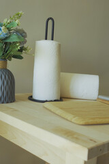 Charming Kitchen Decor Ideas Featuring Paper Towels Alongside a Lovely Flower Arrangement