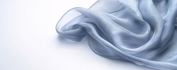 Fototapeta premium Whimsical Pale Blue and Silver Organza Fabric - Enchanting Layered Weaving Patterns for Graceful Visual Effects