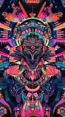 Psychedelic Abstract Art: Cosmic Mandala with Vibrant Colors