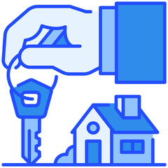House Handover Blue Filled Line Icon