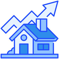 House increase Blue Filled Line Icon