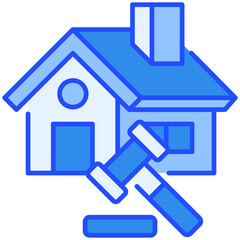 Bidding House Blue Filled Line Icon