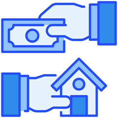 house payment Blue Filled Line Icon