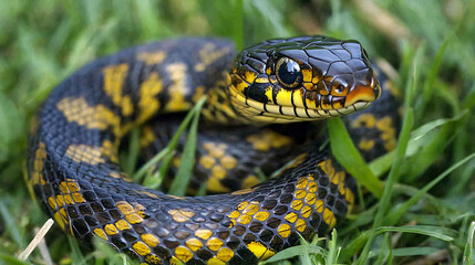 Fototapeta premium A snake slithering through the grass