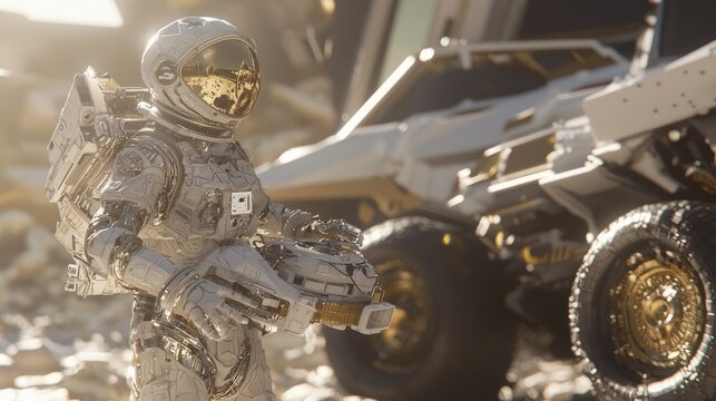 Galactic Frontier: Astronauts and Robots on Alien Planet Exploration | Cinematic Space Colony Mission Concept Art