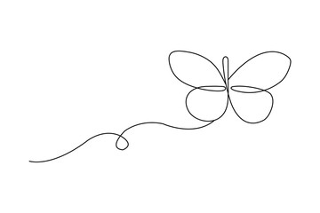 WebButterfly continuous one line drawing and simple isolated outline vector design
