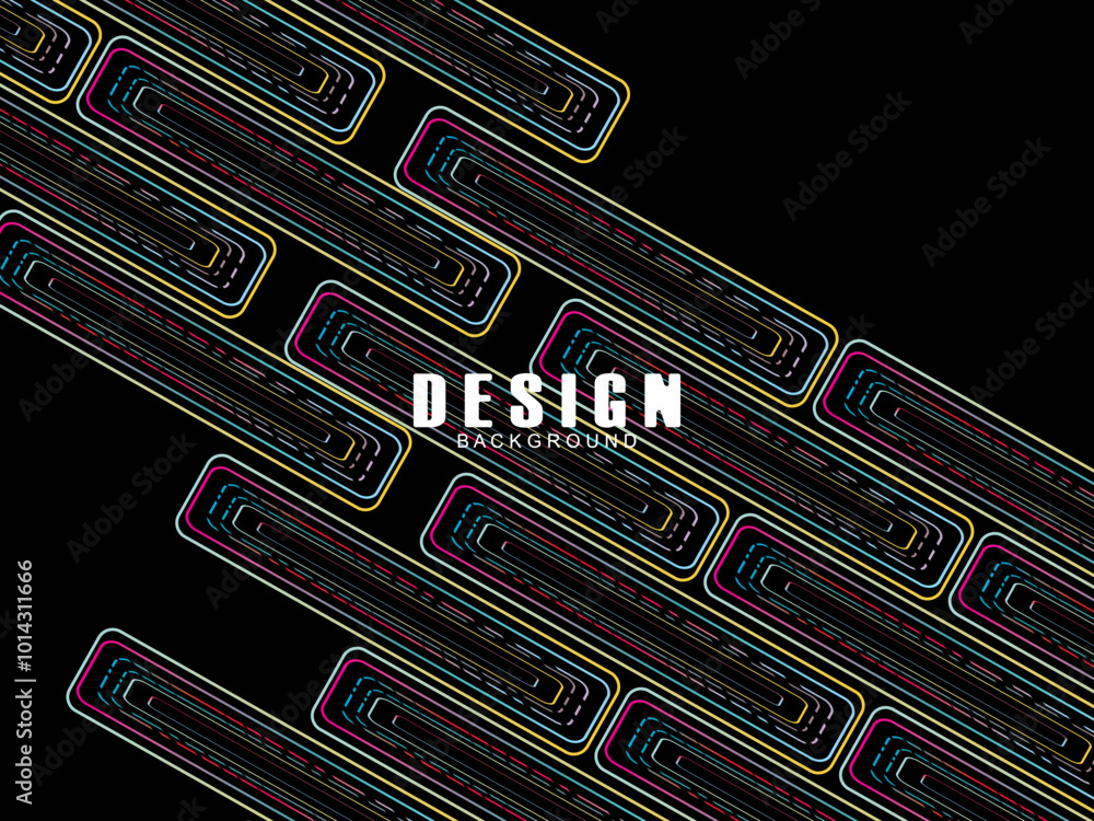 Fototapete futuristic abstract technology gradient shine with modern grid pattern black background. vector mini