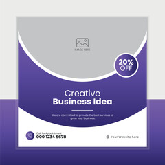 Business marketing agency promotion social media post template. Editable square banner design 