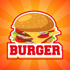 Burger Food Floating Cartoon Vector Icon Illustration. Food Object Icon Concept Isolated Premium Vector. Flat Retro Style