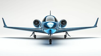 Blue Private Jet with Landing Gear Down