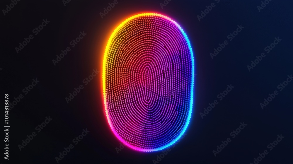 Aufkleber abstract fingerprint design with glowing dots digital security concept technology backgr