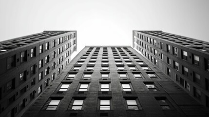 Black and White View of Two Buildings