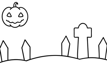 Haunting Cemetery Vector Illustration Seamless Background for Spooky Themes
