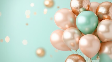 Chic New Year Banner with Blend of Rose Soft Gold and Mint Ornaments