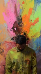 Obraz premium Abstract Expressionism Portrait: A Man's Inner World