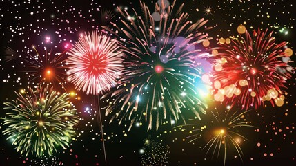 Colorful fireworks display against a night sky. Celebration and holiday concept.