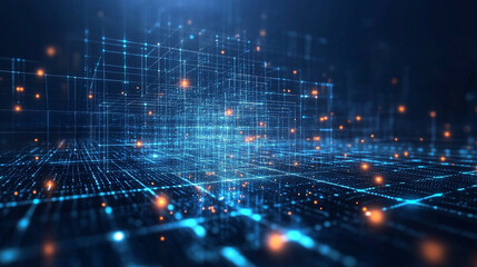 Obraz premium 3D background of colorful neon lights emitting light, Abstract digital background with technology circuit board texture.