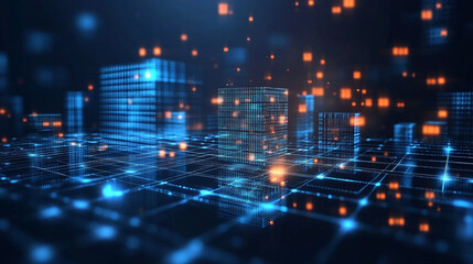 Obraz premium Abstract Technology Background with Futuristic Design Elements, Abstract Digital Network - Lines and Glowing Lights.
