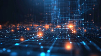 Fototapeta premium Abstract Technology Background with Futuristic Design Elements, Abstract Digital Network - Lines and Glowing Lights.