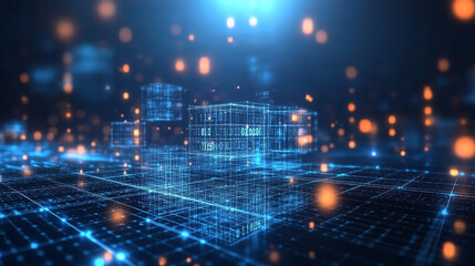 Abstract Technology Background with Futuristic Design Elements, Abstract Digital Network - Lines and Glowing Lights.