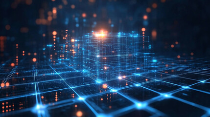 Obraz premium nternet Technology, Information and Media Flow, Exchange, and Processing on the Internet, Digital interface showing a fireworks countdown..