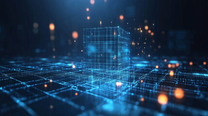 Obraz premium Abstract binary code, Data Privacy in the Digital Age, importance of data privacy, Smart city and abstract dot point connect with line and aesthetic Intricate wave line design,