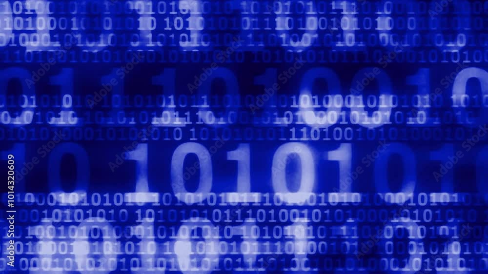 Wall mural animated background of matrix numbers in blue color. fitted for motion graphic projects.