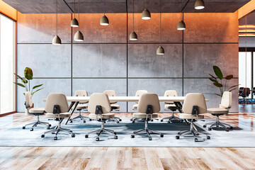 Modern executive conference room with contemporary design. 3D Rendering