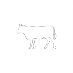 silhouette a cow animals vector design. Beef outlined side view. Menu item outlined minimalistic beef , food illustration, cow art, abstract beef. Vector illustration