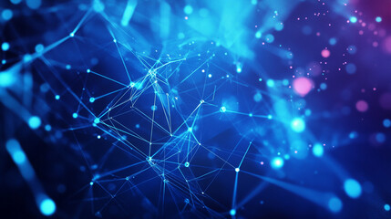 Obraz premium Abstract Blue Meteor Shower Background with Light Streaks and Glowing Stars, Dynamic blue binary code streams in digital tech view.