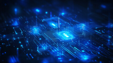 Obraz premium Digital transformation and iot in business: big data, cloud computing, Futuristic cubes and Lines, future technology concept.