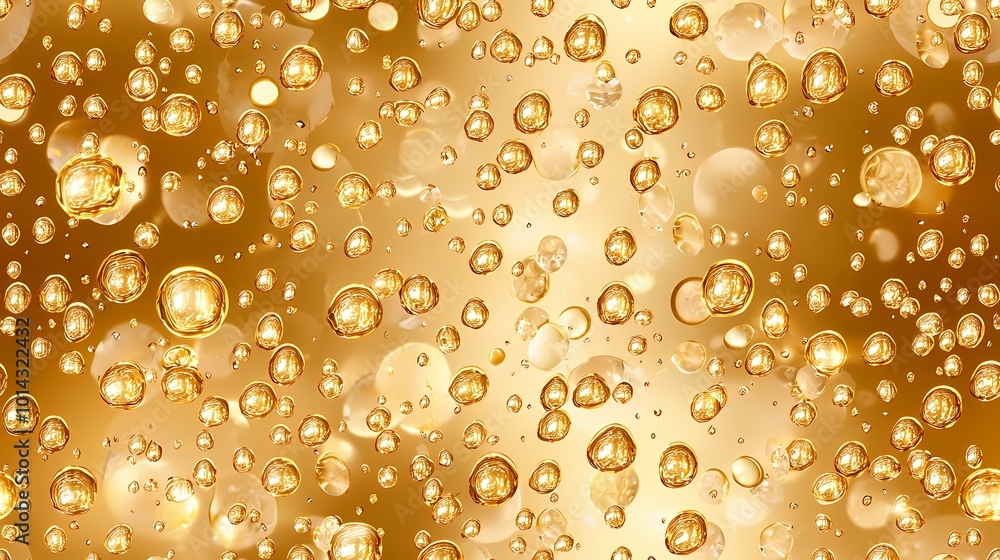 Poster a background of golden bubbles appears to float and shimmer over a golden backdrop.