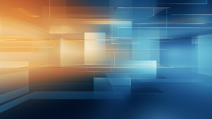 Obraz premium Abstract technology background with blue and yellow data lines. abstract digital technology 3d square and neon light line dark blue background.