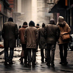 Obraz premium group of people on the street. Poverty concept. 