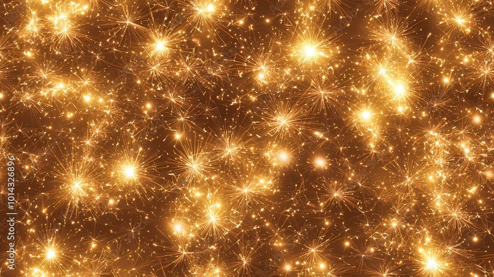 Poster the image shows a golden background with a pattern of bright stars and glowing lines.
