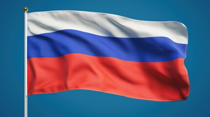 Naklejka premium Waving Russian Flag on Blue Background Patriotic Symbol of Russia