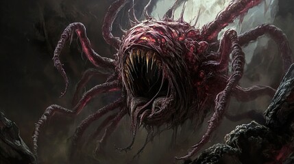 Fototapeta premium A Nightmarish Creature: A Dark Fantasy Illustration