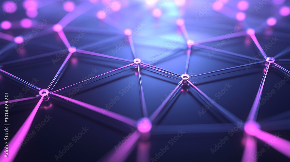 Aufkleber a futuristic depiction of a neural networkm an expansive digital tapestry with nodes in shades of pu