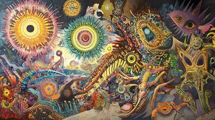 Fototapeta premium Cosmic Abstract Painting: A Journey Through the Universe