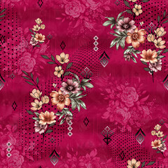 Seamless allover design pattren with all multi background texture abstract floral shirt