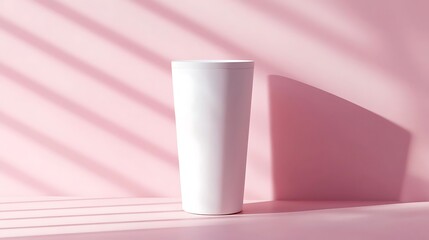White Cylinder Mockup on Pink Background with Shadows