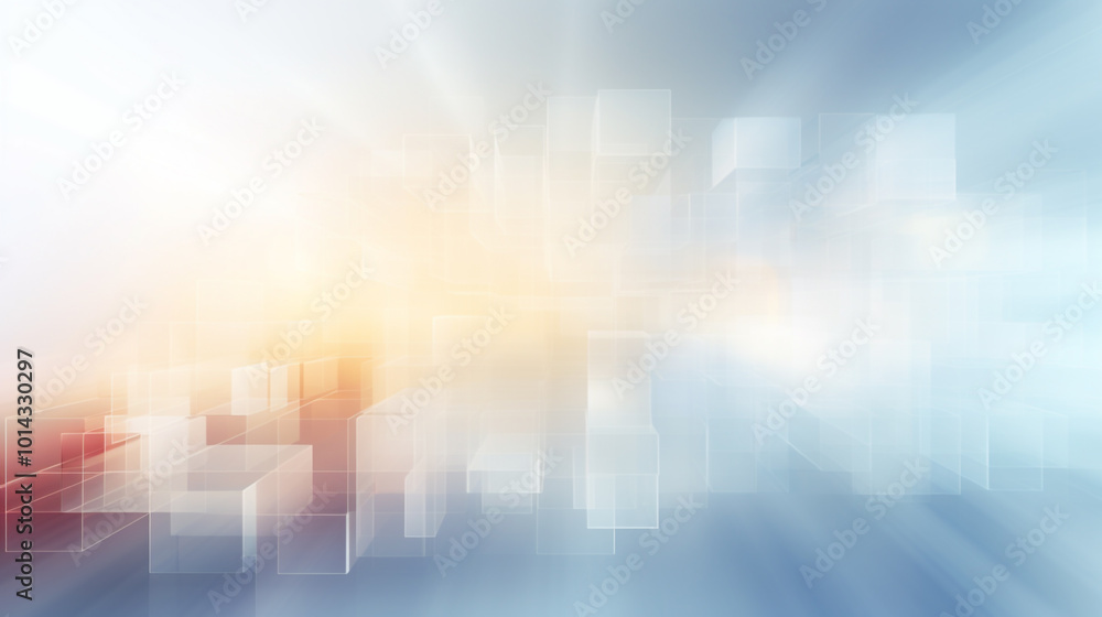 Poster background abstract for blue colored tech finance fintech pixel pattern. 3d rendering of white and b